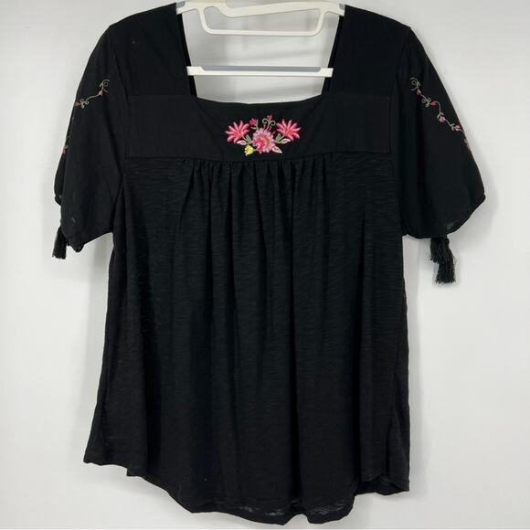 Time and Tru Black Blouse Top Women's Small 4-6 - Picture 2 of 4